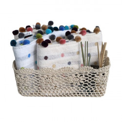 Nova Home Cotton Crochet Basket, Ivory Color