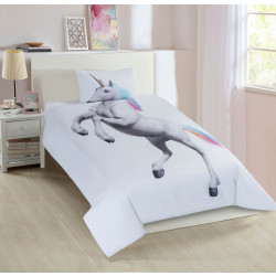 Nova Home Unicorn Design Duvet Cover Set, Cotton, 200 Thread Count, White Color, Twin Size