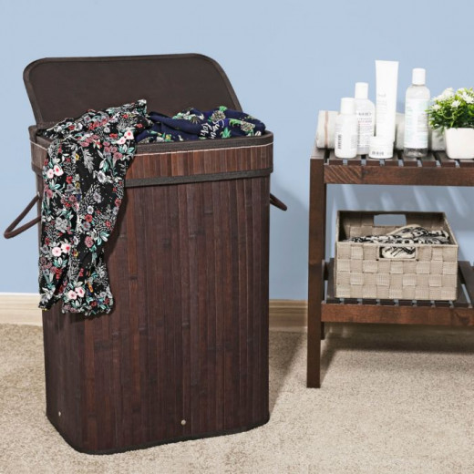 Nova Home Lorin Foldable Rectangular Laundry Basket, Brown Color