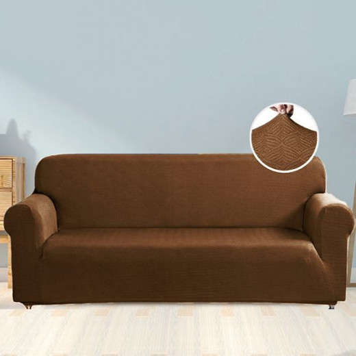 Nova home perfect fit stretch sofa cover, 2 seats, brown color