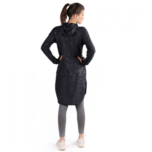 RB Women's Long Running Hoodie, Large Size, Marble Black Color