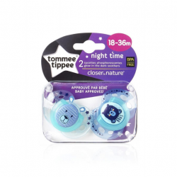 Tommee Tippee Orthodontic Pacifiers Night 18-36 months, 2 pieces