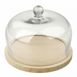 Fackelmann Cheese Cover, Nature Beech, Glass Cover