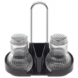 Fackelmann Salt & Pepper Shaker With Toothpicks And Menu Holder, Glass, 8 CM