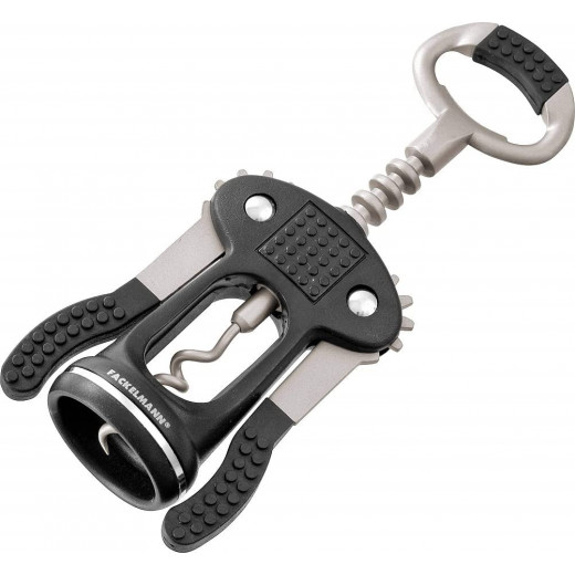 Fackelmann Corkscrew and Bottle Opener, Grey & Black Color