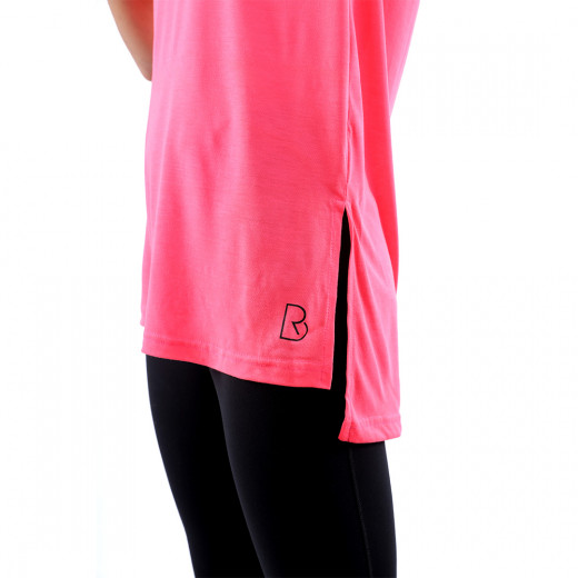 RB Women's Side High-Low T-Shirt, XX Large Size, Pink Color