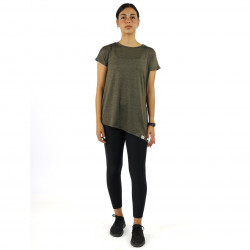 RB Women's Side High-Low T-Shirt, Medium Size, Dark Green Color