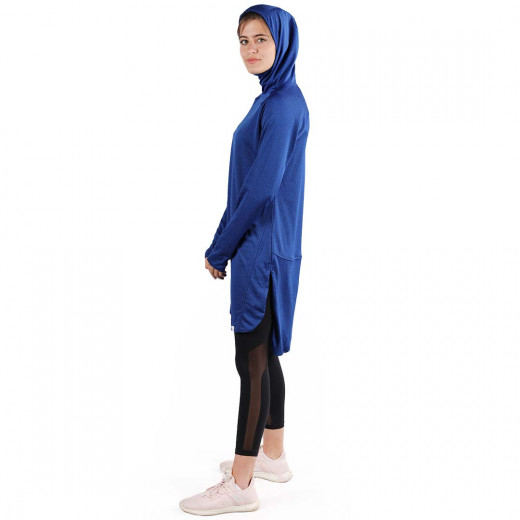 RB Women's Long Running Hoodie, Small Size, Royal Blue Color