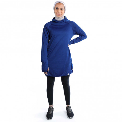 RB Women's Mid-length Running Hoodie, XX Large Size, Royal Blue Color