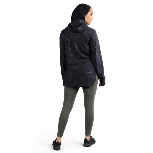 RB Women's Short Running Hoodie, Medium Size, Marble Black Color