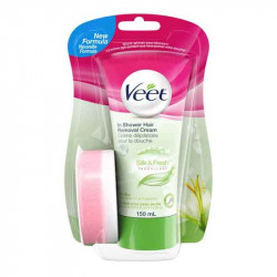 Veet In-Shower Silk and Fresh Hair Removal Cream for Dry Skin, Body and Legs, 150 Ml