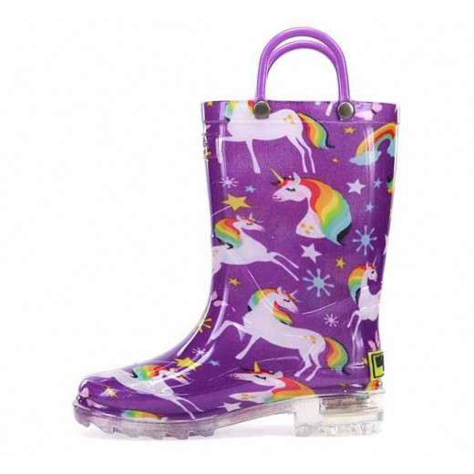 حذاء للمطر للأطفال, بتصميم وحيد القرن, بألوان قوس قزح, مقاس 23 من ويسترن شيف