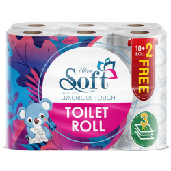 Soft Toilet Paper Roll,150 Sheet, 10 Rolls + 2 For Free