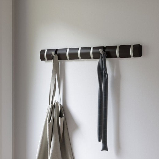 Umbra flip hooks wall rail, espresso color