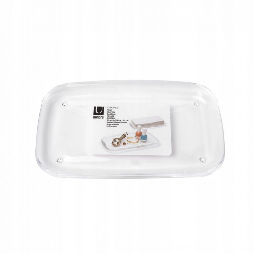 Umbra transparent tray for bathroom accessories