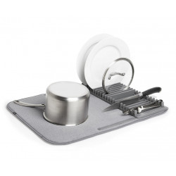 Umbra dish drying matt with versatile dish rack, grey color