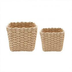 Weva spectrum faux rattan storage basket set, 2 pcs, natural