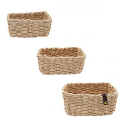 Weva stack faux rattan storage basket set - 3 pcs - natural