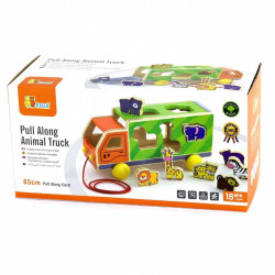 Viga Wooden Pull Along Shape Sorting Animal Truck