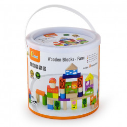 Viga Wooden Blocks Farm Design, 50 Pieces