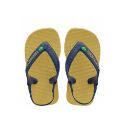 Havaianas Baby Flip Flop With Brasil Logo, Gold Yellow Color, Size 23/24