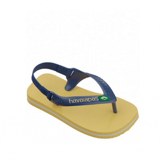 Havaianas Baby Flip Flop With Brasil Logo, Gold Yellow Color