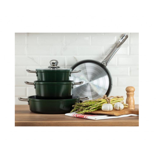 Madame Coco Titanium Professional Cookware, Green Color, Set of 7 Pieces