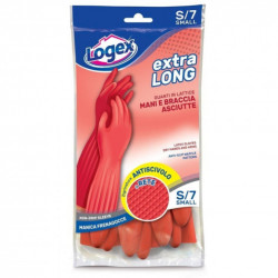 Logex Extra Long Household Gloves, Small Size, Red Color