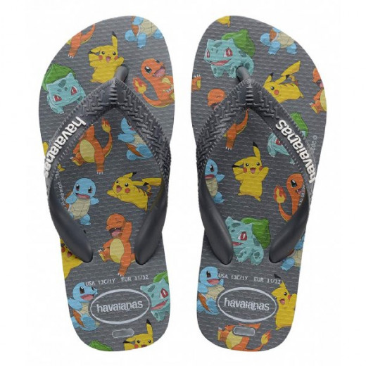 Havaianas Kids Top Pokemon Flip Flop, New Graphite