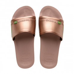 Havaianas Slide Brasil Flip Flop Crocus Rose, Rose Gold Color