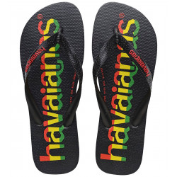 Havaianas Top Logo Mania Flip Flop, Black And Ruby Red Color, Size 37/38