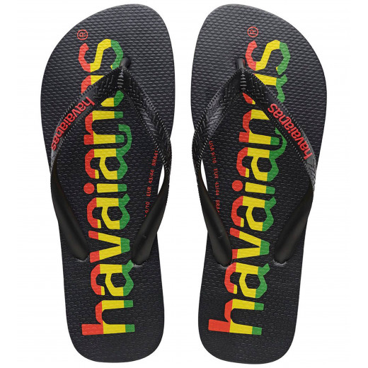 Havaianas Top Logo Mania Flip Flop, Black And Ruby Red Color, Size 37/38