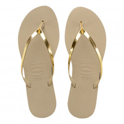 Havaianas You Metallic City Sandals, Sand Grey And Light Golden Color, Size 35/36