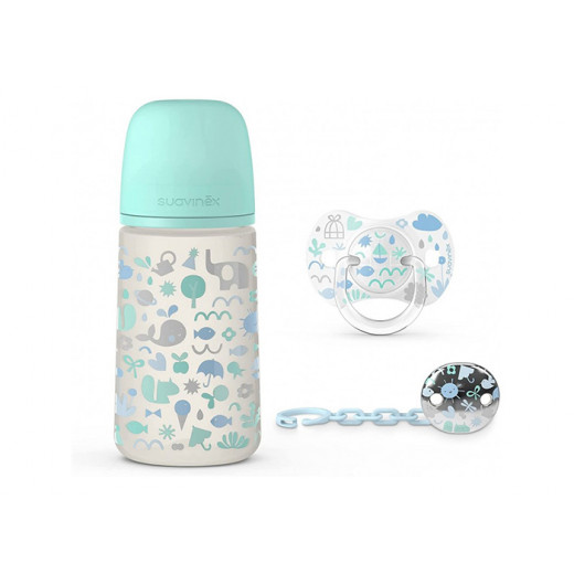 Suavinex Memories Baby Bottle Set, Blue Color, 3 Pieces, 270 Ml