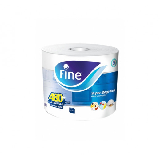 Fine Mega Rolls Towels, 480 Sheets, 2 Ply, 2 Rolls