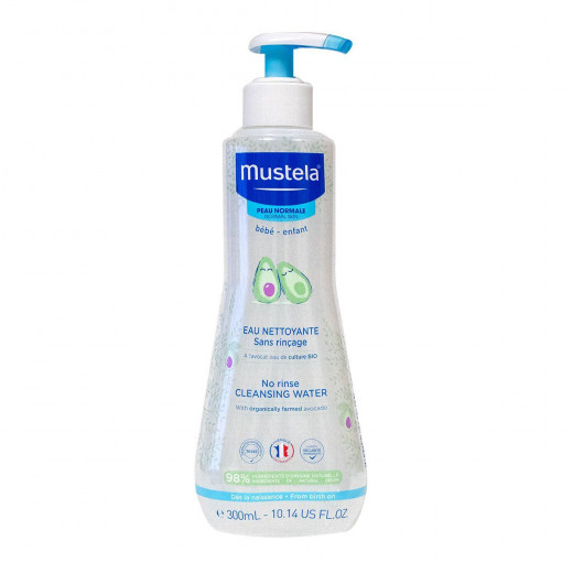 Mustela Baby Cleansing Water - No-Rinse Micellar Water - with Natural Avocado for Baby's Face, Body & Diaper - 300ml