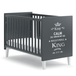 Italbaby Baby Bed Rockstar King Design, Grey Color