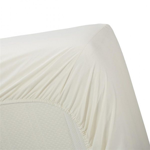 Bedding house fitted sheet set, cotton, offwhite color, queen size, 3 pieces