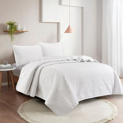 Nova home cross double face bedspread set, white color, king size, 4 pieces