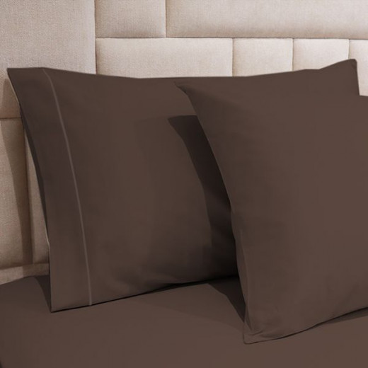 Fieldcrest plain fitted sheet set, cotton, dark brown color, king size, 3 pieces