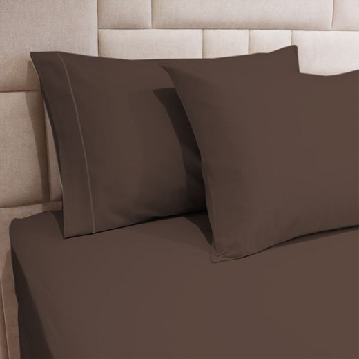 Fieldcrest plain fitted sheet set, cotton, dark brown color, king size, 3 pieces