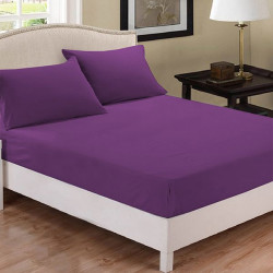 Fieldcrest plain fitted sheet set, cotton, dark purple color, king size, 3 pieces