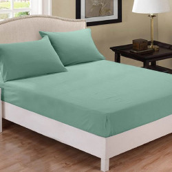 Fieldcrest plain fitted sheet set, cotton, jade color, king size, 3 pieces