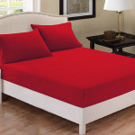 Fieldcrest plain fitted sheet set, cotton, red color, queen size, 3 pieces