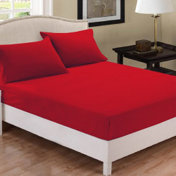 Fieldcrest plain fitted sheet set, cotton, red color, queen size, 3 pieces