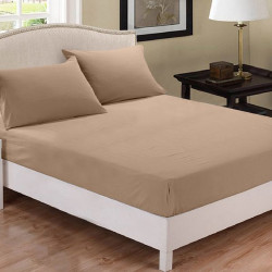 Fieldcrest plain fitted sheet set, linen color, twin size