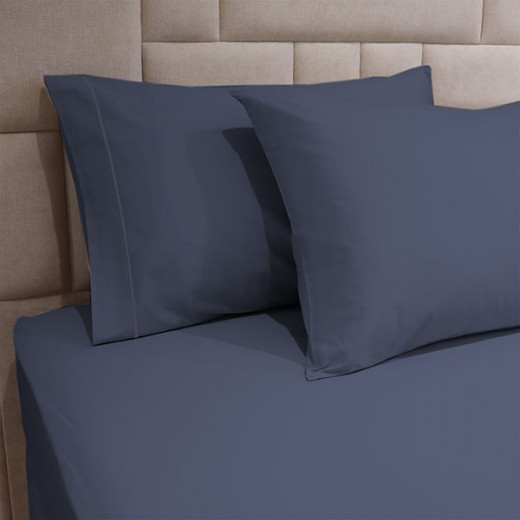 Fieldcrest plain fitted sheet set, navy blue color, twin size