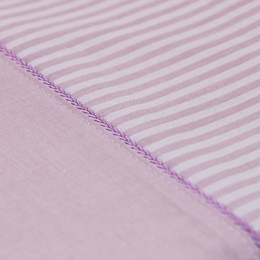 Cannon dots and stripes fitted sheet set, poly cotton, purple color, twin size