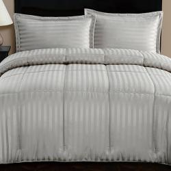 Nova home ultrastripe hotel style comforter set, grey color, twin size, 4 pieces