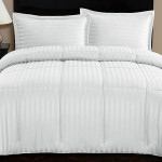 Nova home ultrastripe hotel style comforter set, white color, twin size, 4 pieces